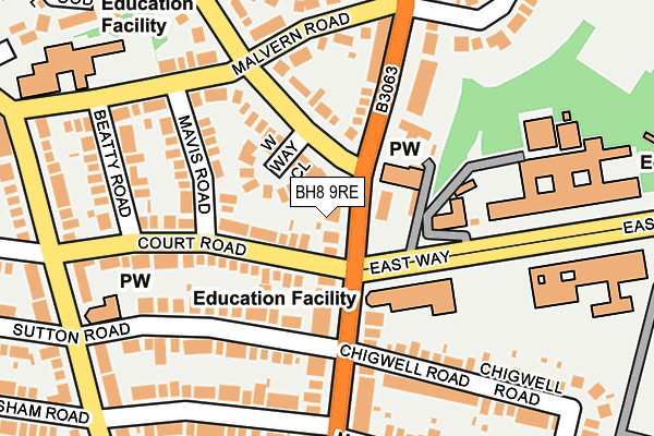BH8 9RE map - OS OpenMap – Local (Ordnance Survey)