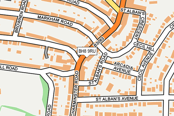 BH8 9RU map - OS OpenMap – Local (Ordnance Survey)