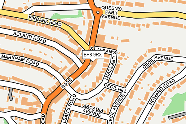 BH8 9RX map - OS OpenMap – Local (Ordnance Survey)