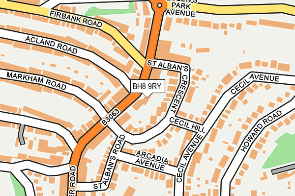 BH8 9RY map - OS OpenMap – Local (Ordnance Survey)