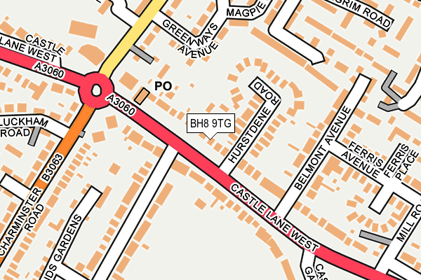 BH8 9TG map - OS OpenMap – Local (Ordnance Survey)