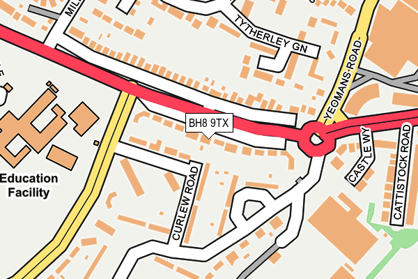 BH8 9TX map - OS OpenMap – Local (Ordnance Survey)