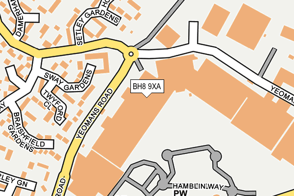 BH8 9XA map - OS OpenMap – Local (Ordnance Survey)