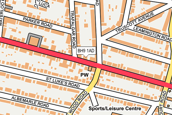 BH9 1AD map - OS OpenMap – Local (Ordnance Survey)