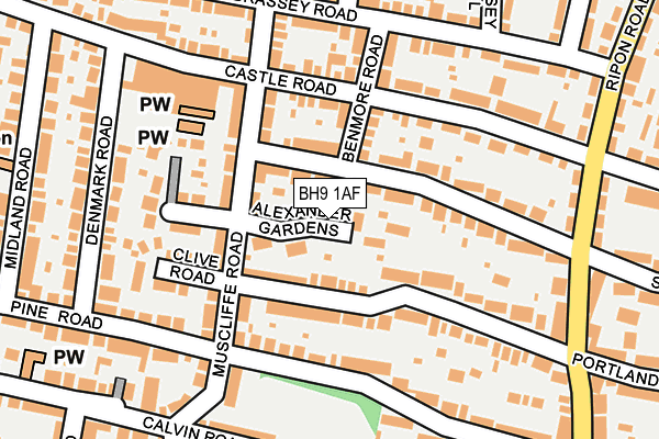 BH9 1AF map - OS OpenMap – Local (Ordnance Survey)