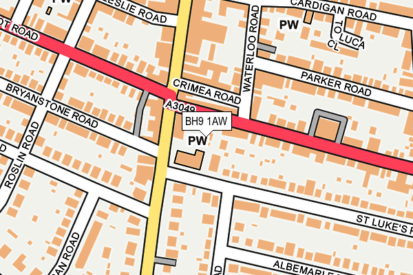 BH9 1AW map - OS OpenMap – Local (Ordnance Survey)