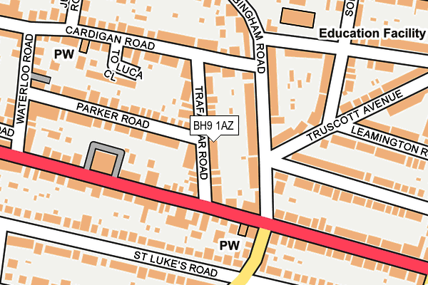 BH9 1AZ map - OS OpenMap – Local (Ordnance Survey)