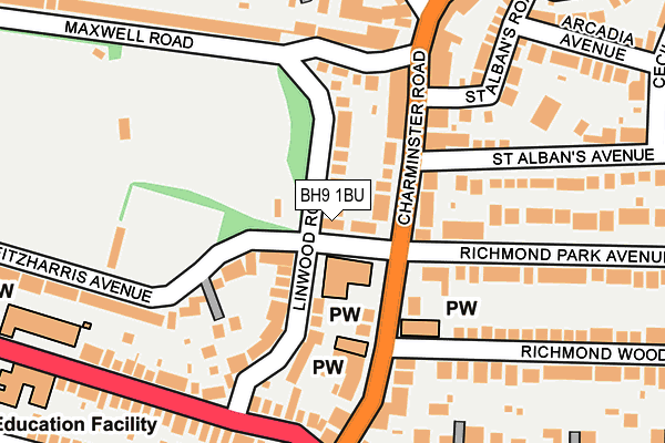 BH9 1BU map - OS OpenMap – Local (Ordnance Survey)