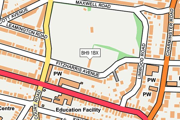 BH9 1BX map - OS OpenMap – Local (Ordnance Survey)