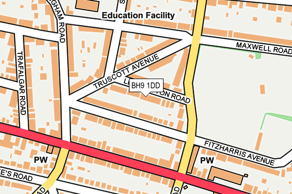 BH9 1DD map - OS OpenMap – Local (Ordnance Survey)