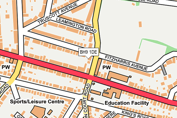BH9 1DE map - OS OpenMap – Local (Ordnance Survey)