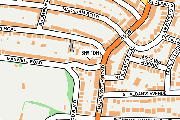 BH9 1DH map - OS OpenMap – Local (Ordnance Survey)