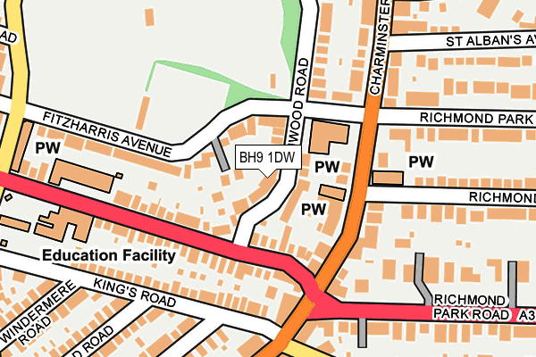 BH9 1DW map - OS OpenMap – Local (Ordnance Survey)