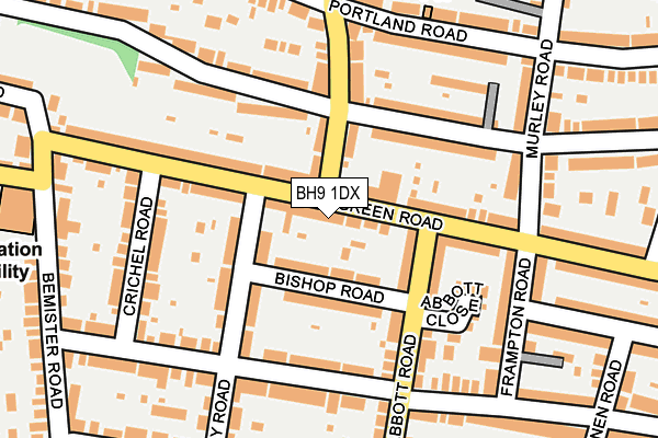 BH9 1DX map - OS OpenMap – Local (Ordnance Survey)