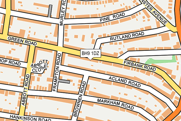 BH9 1DZ map - OS OpenMap – Local (Ordnance Survey)