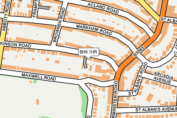 BH9 1HR map - OS OpenMap – Local (Ordnance Survey)