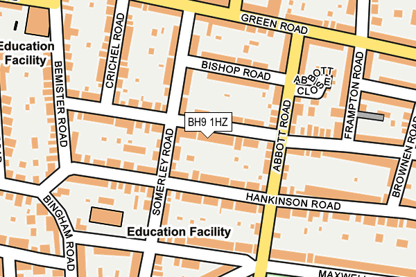 BH9 1HZ map - OS OpenMap – Local (Ordnance Survey)