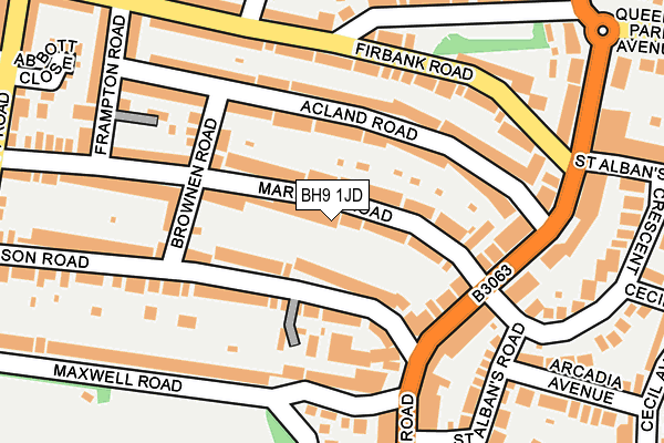 BH9 1JD map - OS OpenMap – Local (Ordnance Survey)