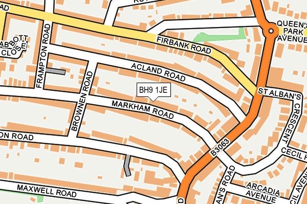 BH9 1JE map - OS OpenMap – Local (Ordnance Survey)