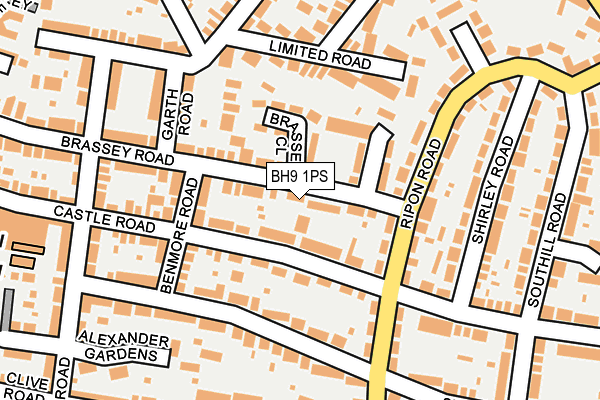 BH9 1PS map - OS OpenMap – Local (Ordnance Survey)