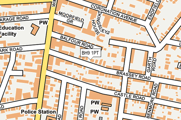 BH9 1PT map - OS OpenMap – Local (Ordnance Survey)