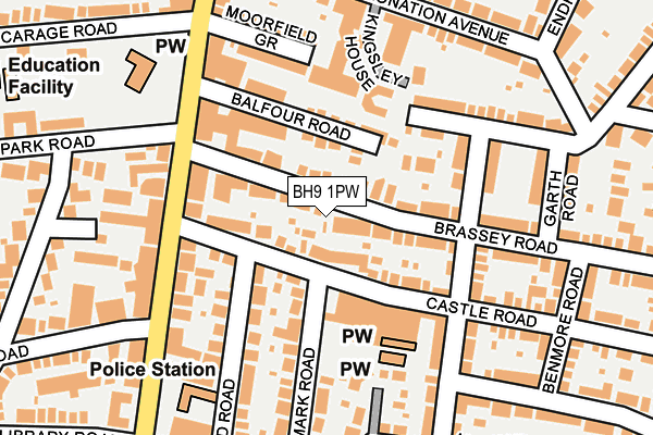 BH9 1PW map - OS OpenMap – Local (Ordnance Survey)