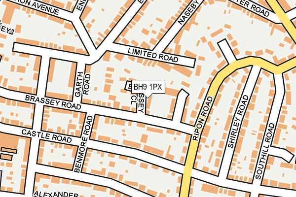 BH9 1PX map - OS OpenMap – Local (Ordnance Survey)