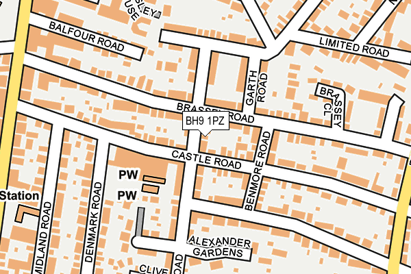 BH9 1PZ map - OS OpenMap – Local (Ordnance Survey)
