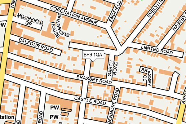 BH9 1QA map - OS OpenMap – Local (Ordnance Survey)