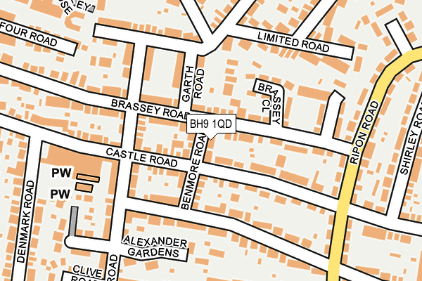 BH9 1QD map - OS OpenMap – Local (Ordnance Survey)