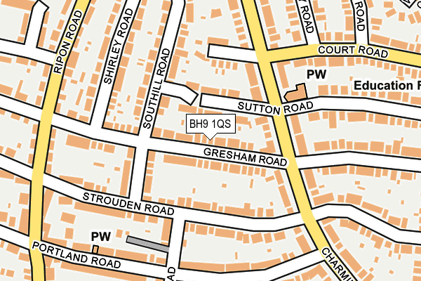 BH9 1QS map - OS OpenMap – Local (Ordnance Survey)