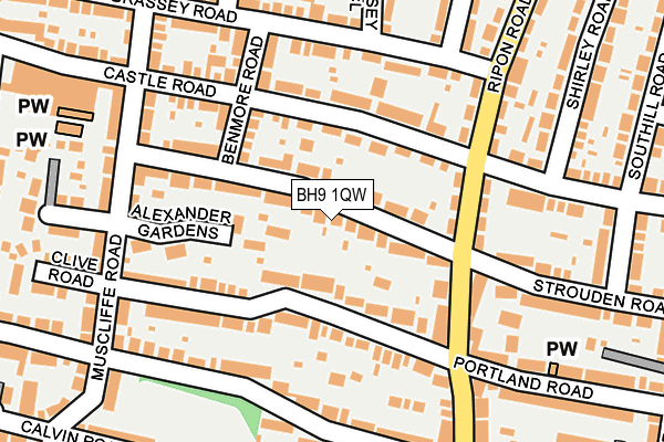 BH9 1QW map - OS OpenMap – Local (Ordnance Survey)
