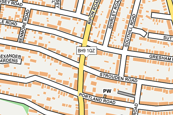 BH9 1QZ map - OS OpenMap – Local (Ordnance Survey)