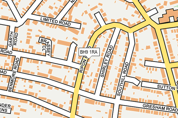 BH9 1RA map - OS OpenMap – Local (Ordnance Survey)