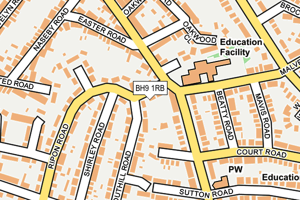 BH9 1RB map - OS OpenMap – Local (Ordnance Survey)