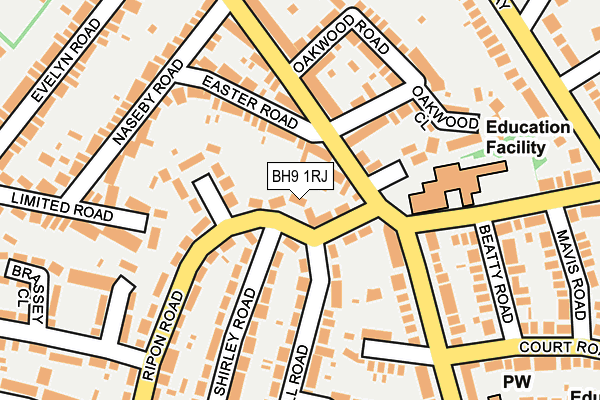 BH9 1RJ map - OS OpenMap – Local (Ordnance Survey)