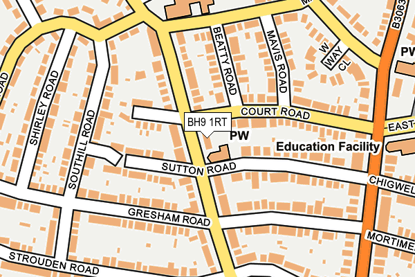 BH9 1RT map - OS OpenMap – Local (Ordnance Survey)