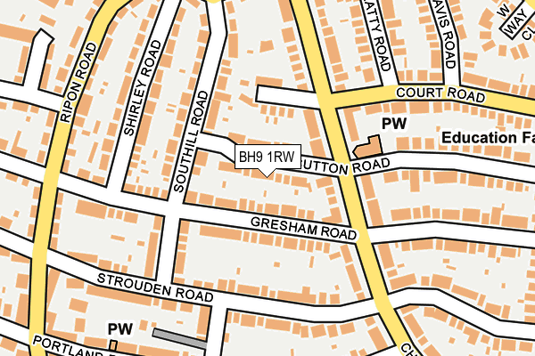 BH9 1RW map - OS OpenMap – Local (Ordnance Survey)