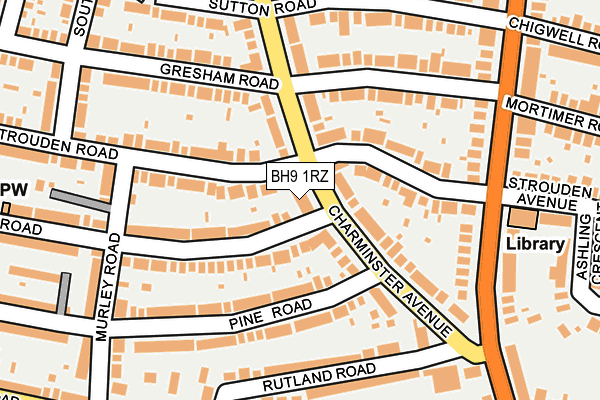 BH9 1RZ map - OS OpenMap – Local (Ordnance Survey)