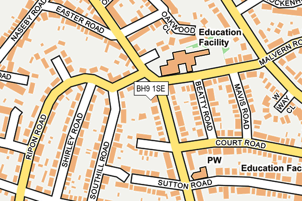 BH9 1SE map - OS OpenMap – Local (Ordnance Survey)