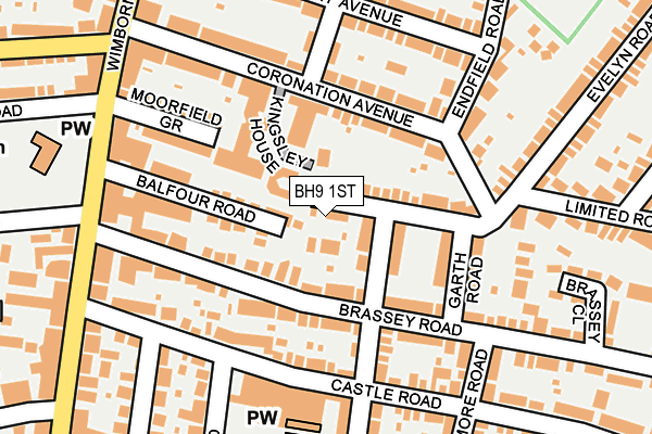 BH9 1ST map - OS OpenMap – Local (Ordnance Survey)