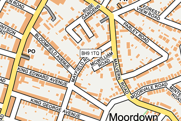 BH9 1TQ map - OS OpenMap – Local (Ordnance Survey)