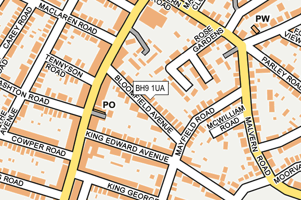 BH9 1UA map - OS OpenMap – Local (Ordnance Survey)
