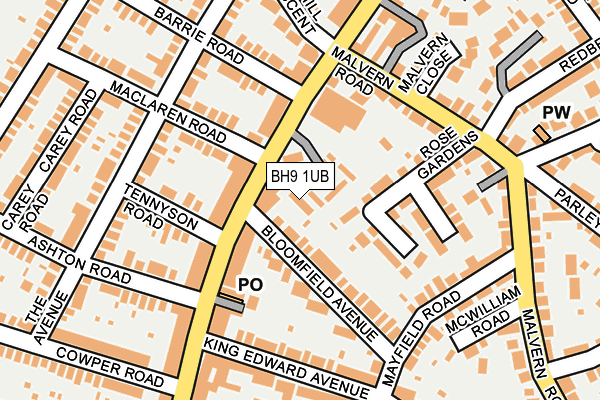 BH9 1UB map - OS OpenMap – Local (Ordnance Survey)