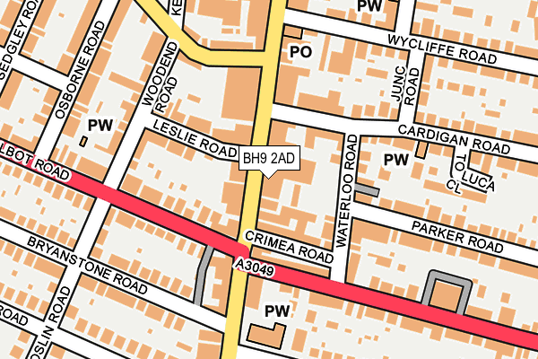 BH9 2AD map - OS OpenMap – Local (Ordnance Survey)