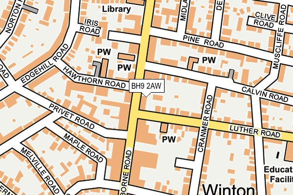 BH9 2AW map - OS OpenMap – Local (Ordnance Survey)
