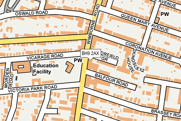 BH9 2AX map - OS OpenMap – Local (Ordnance Survey)