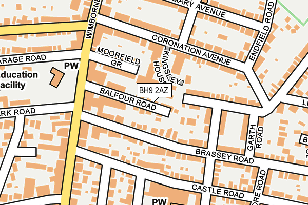 BH9 2AZ map - OS OpenMap – Local (Ordnance Survey)
