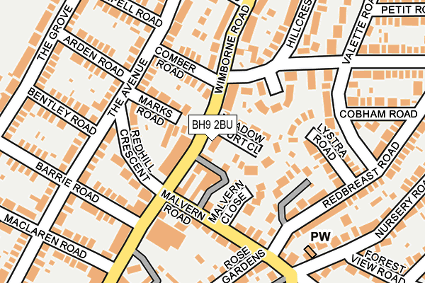 BH9 2BU map - OS OpenMap – Local (Ordnance Survey)