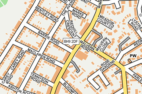 BH9 2DF map - OS OpenMap – Local (Ordnance Survey)